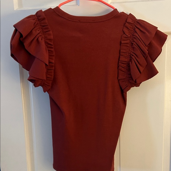 Express Maroon Ruffle Sleeve Blouse - Picture 4 of 4